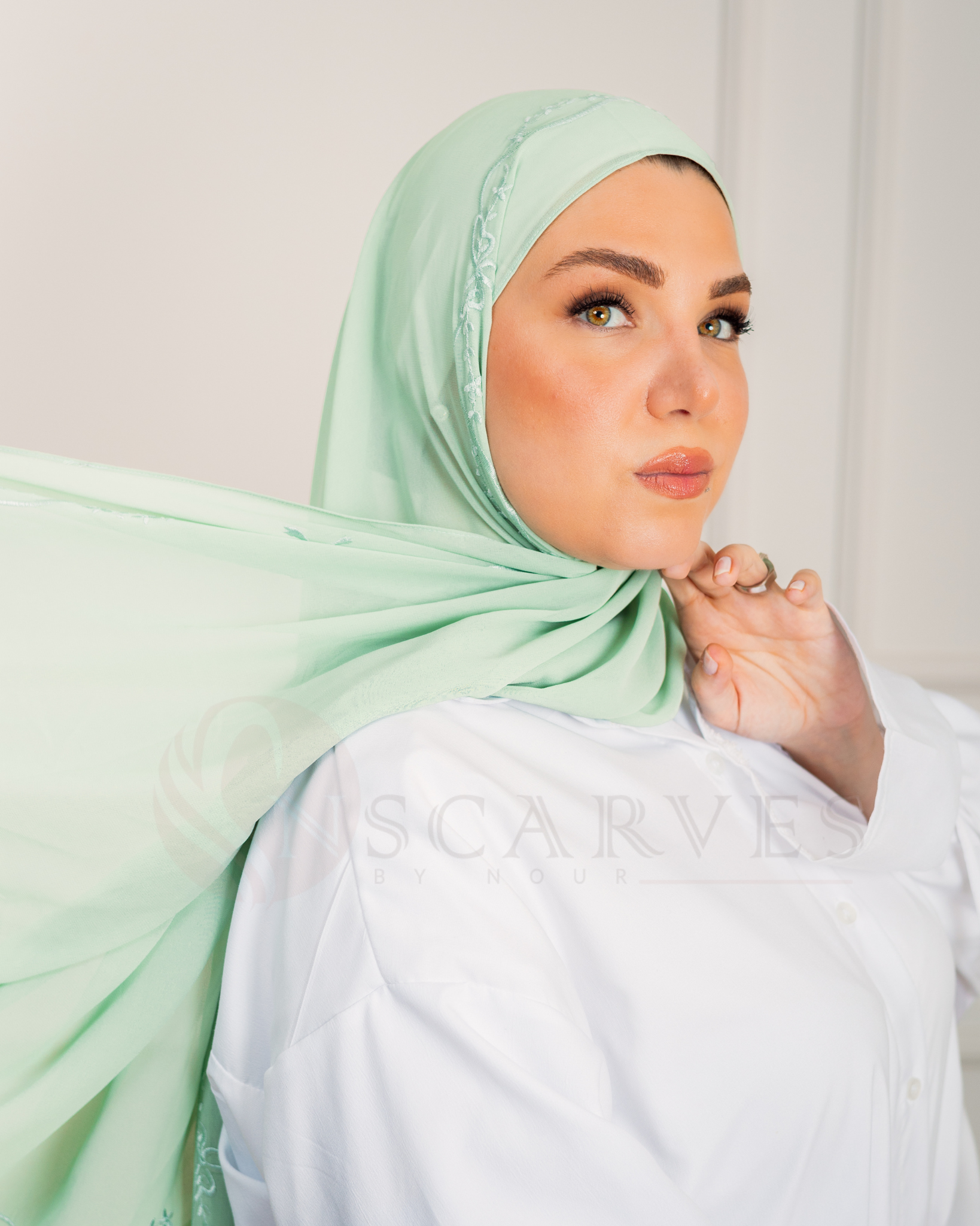 Bridal Elegant Hijab - Pistachio