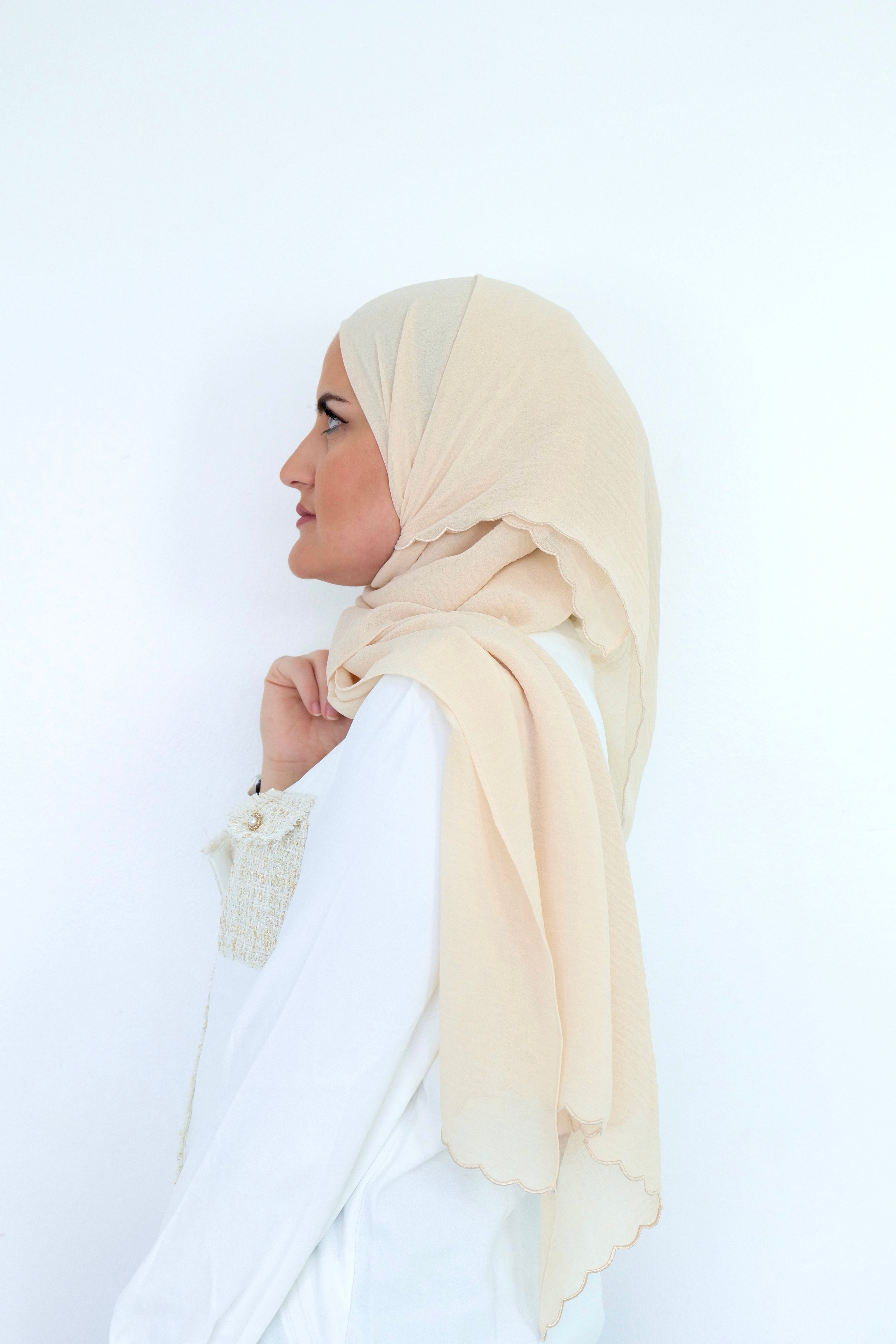 The Fancy Edge Hijab( Matching set)- Biscuits
