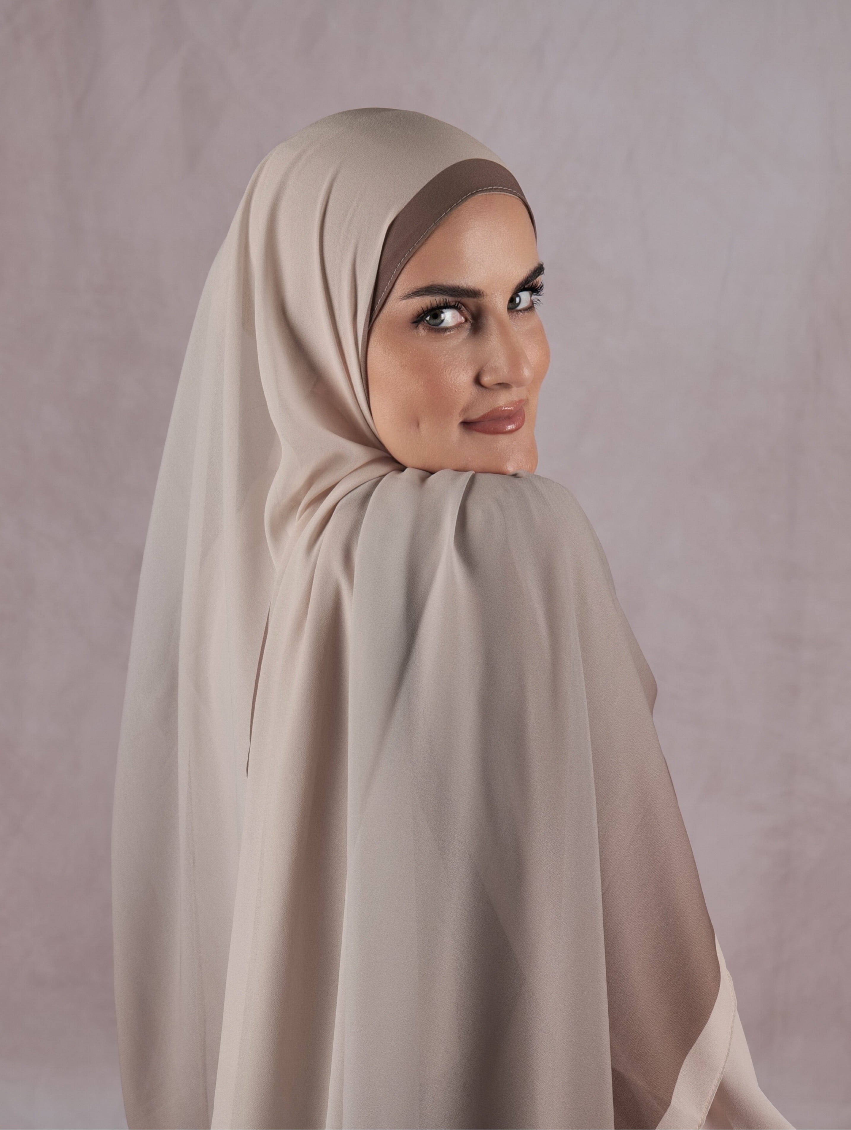 Printed Chiffon Georgette - Ombre Latte Beige