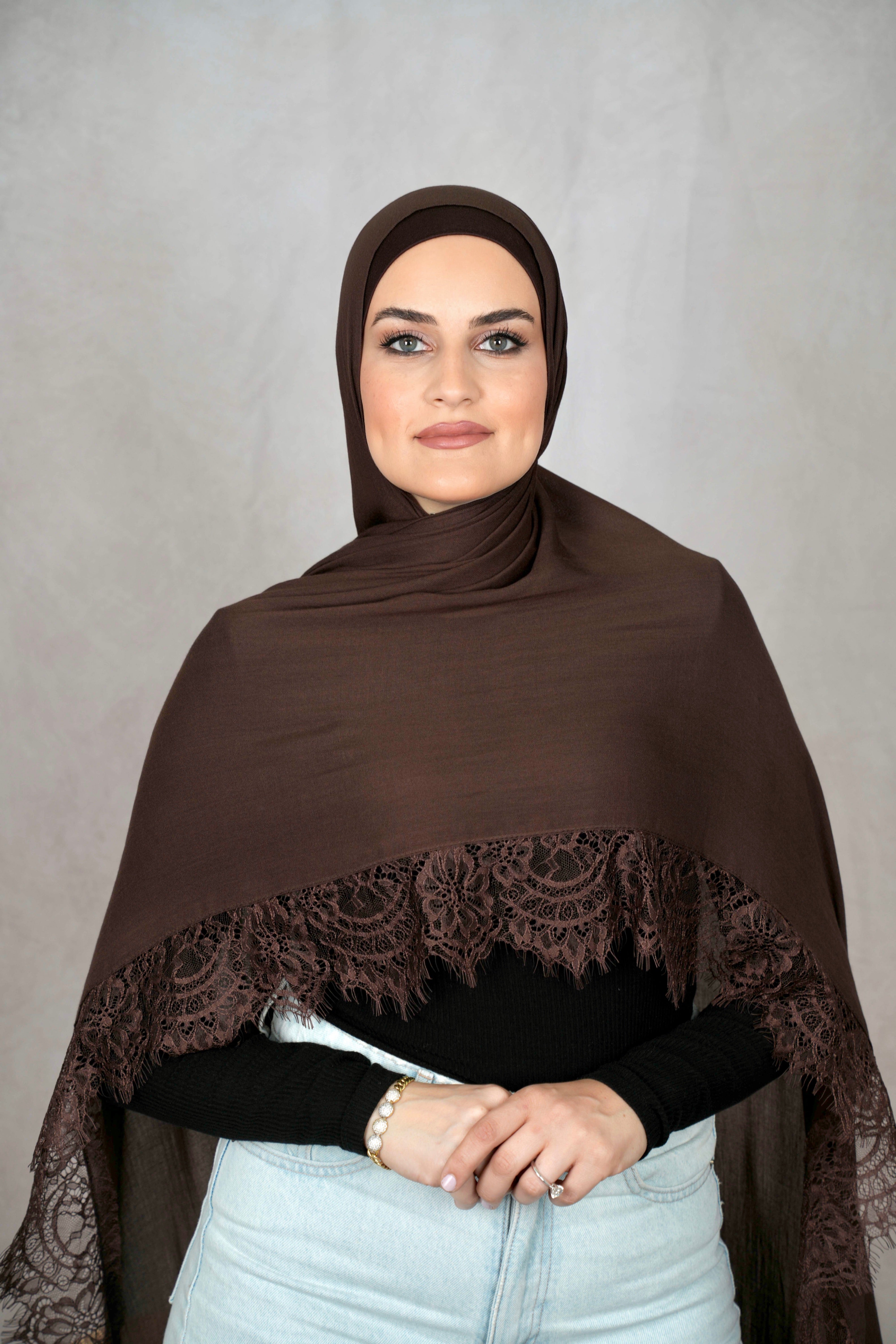 Espresso Brown - Modal Lace Hijab Set