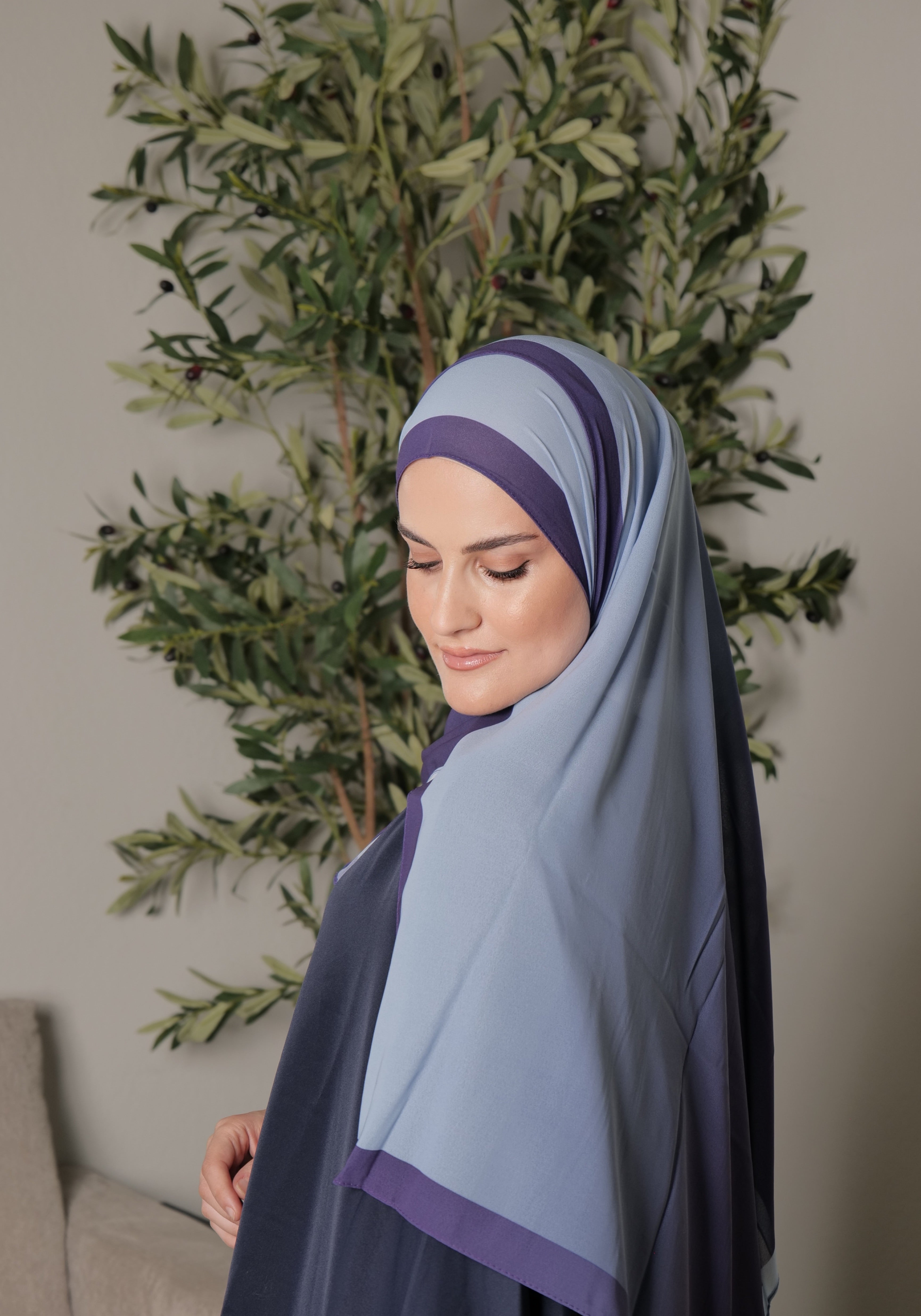 Printed Chiffon Georgette - Ombre Slate Blue