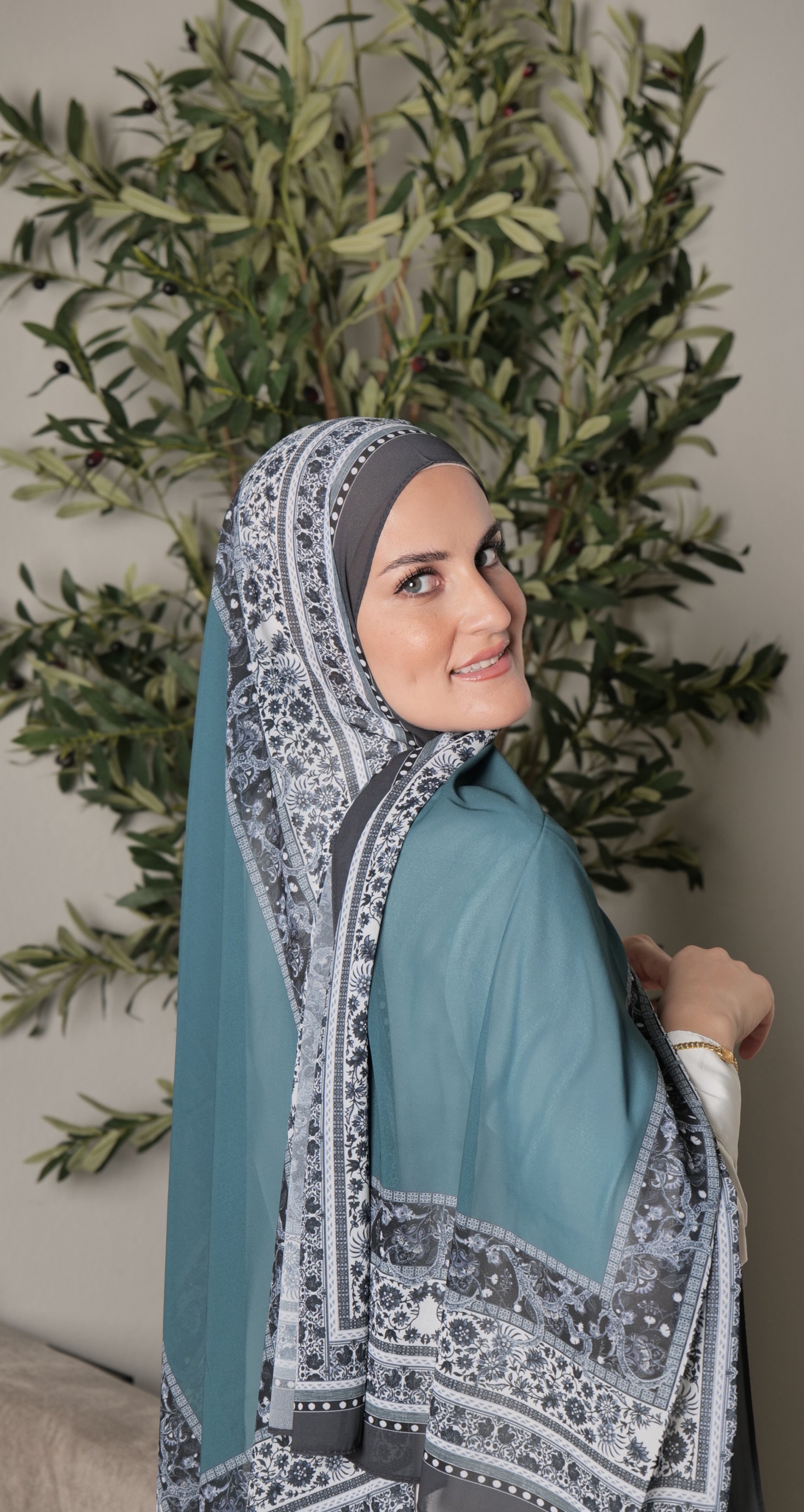 Printed Chiffon - Teal Arabisc