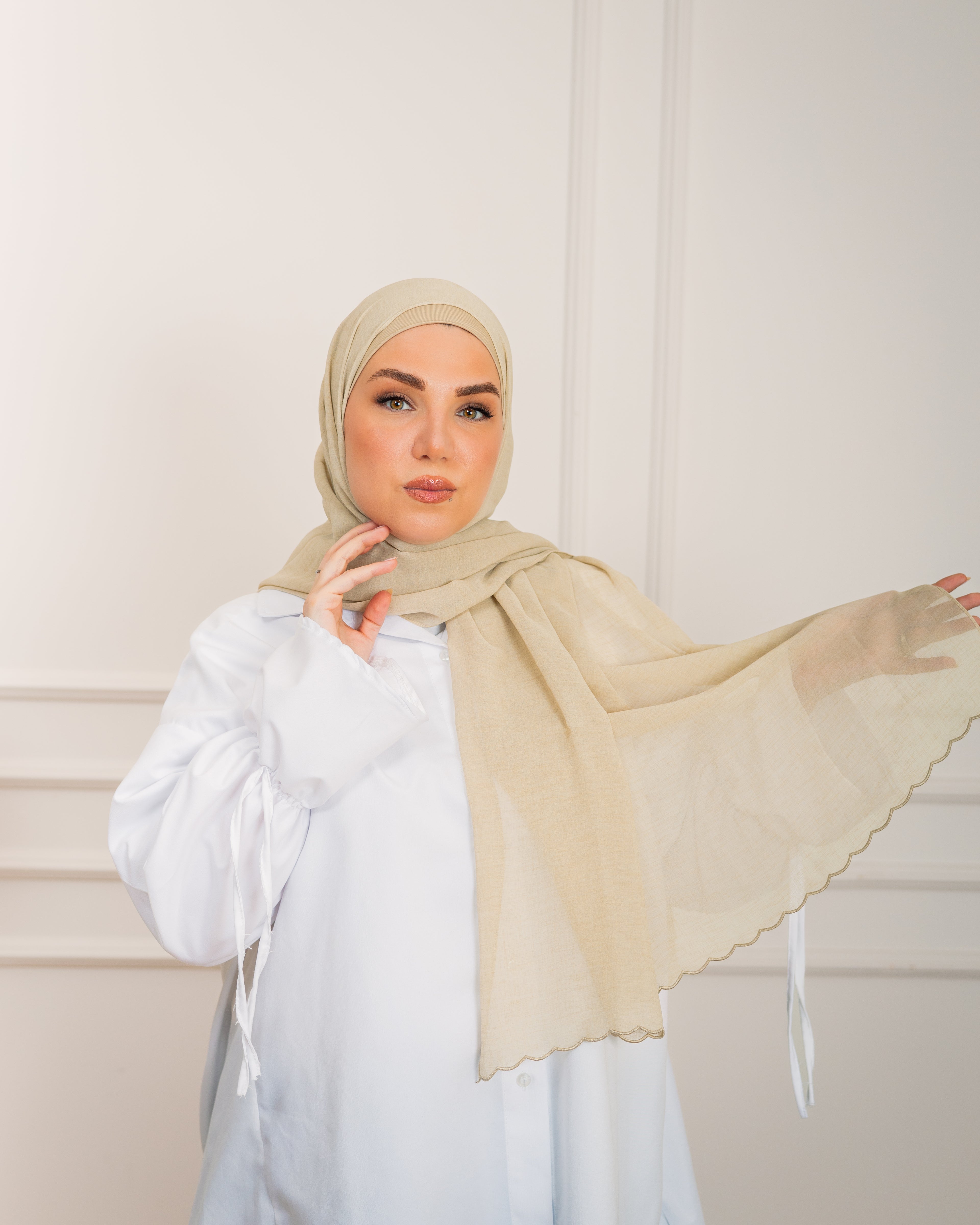 The Fancy Edge Hijab (Matching Set)- Sage
