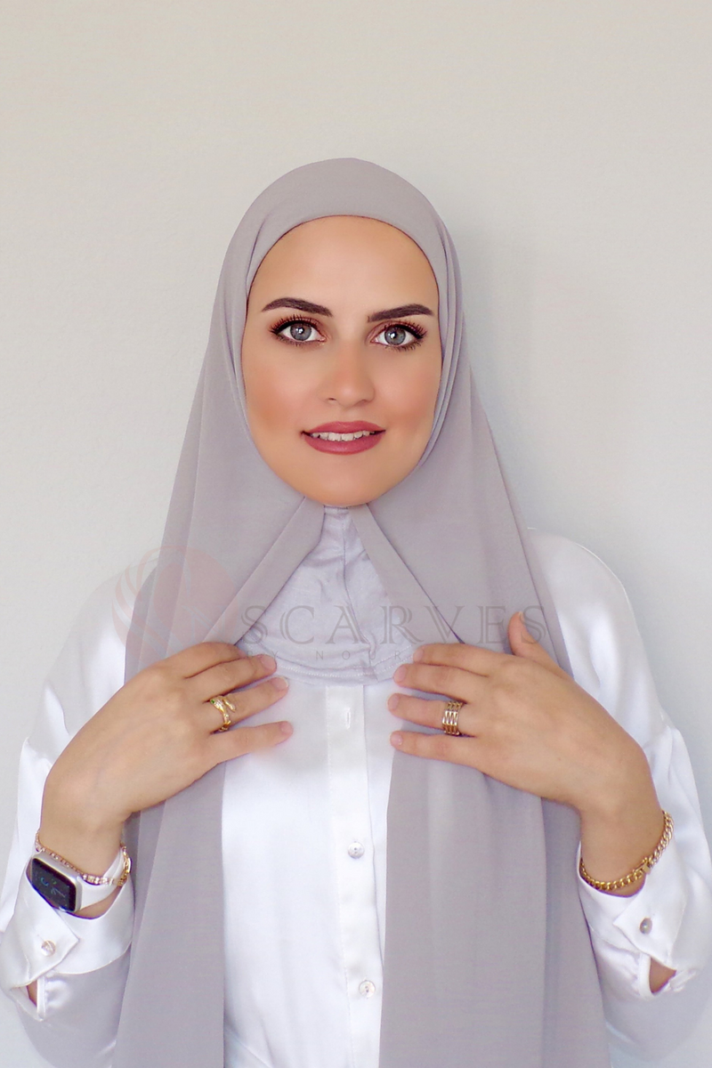 Instant Hijab Full Neck Actual Grey Nscarves