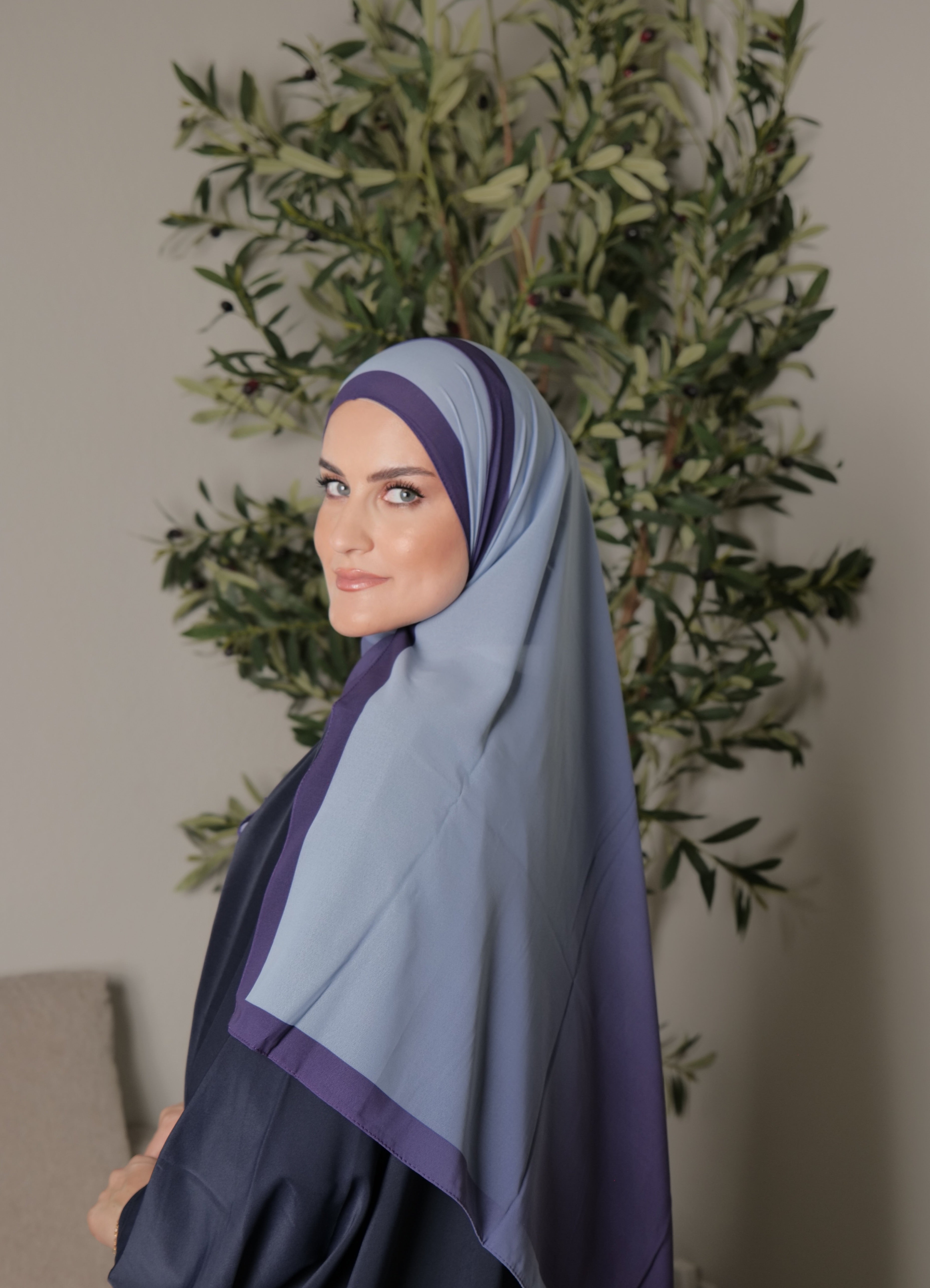 Printed Chiffon Georgette - Ombre Slate Blue