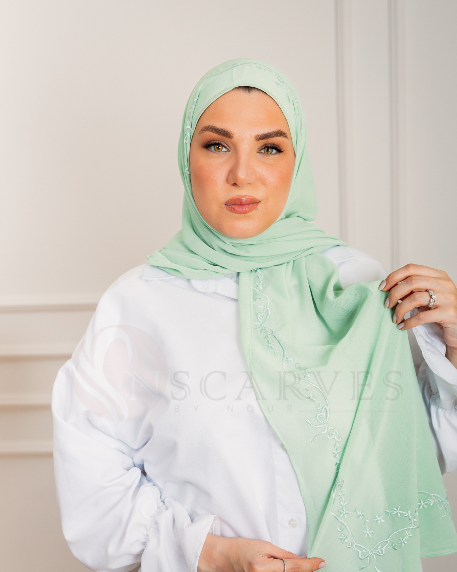 Bridal Elegant Hijab - Pistachio