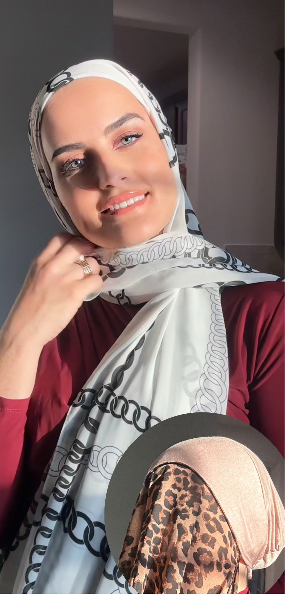Regular Instant Hijab - White Chain Print