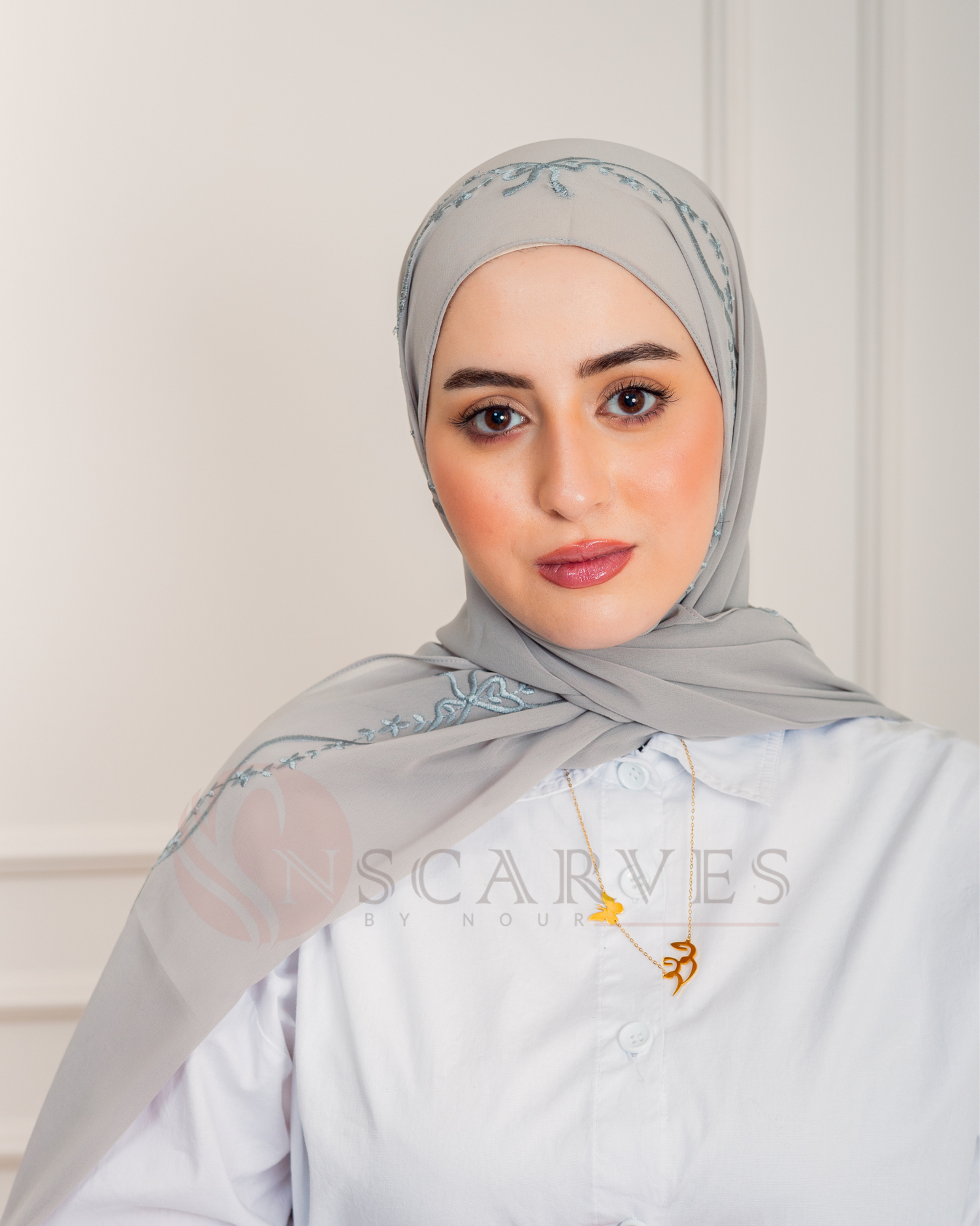 Bridal Elegant Hijab - Cloud Grey