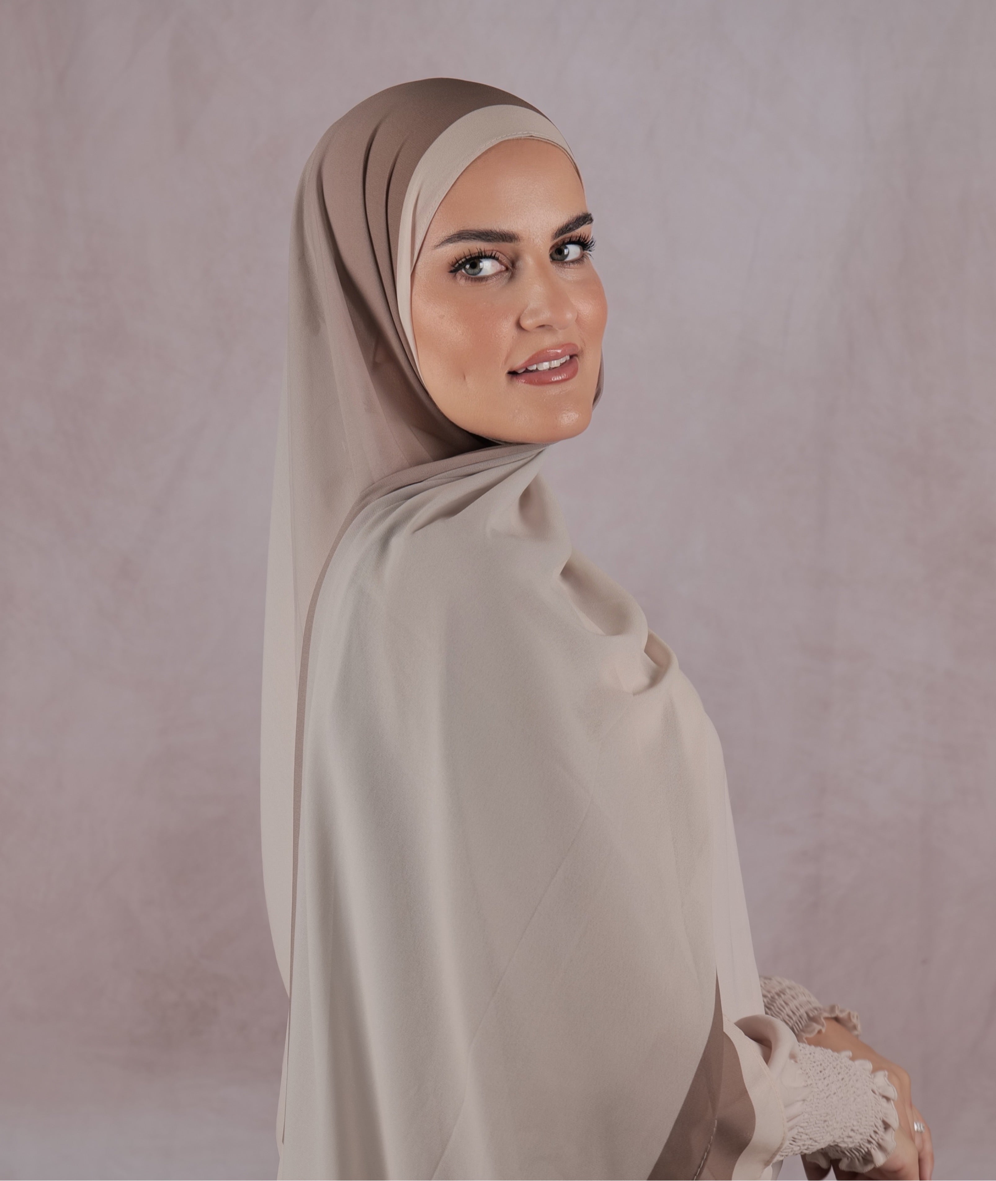 Printed Chiffon Georgette - Ombre Latte Beige