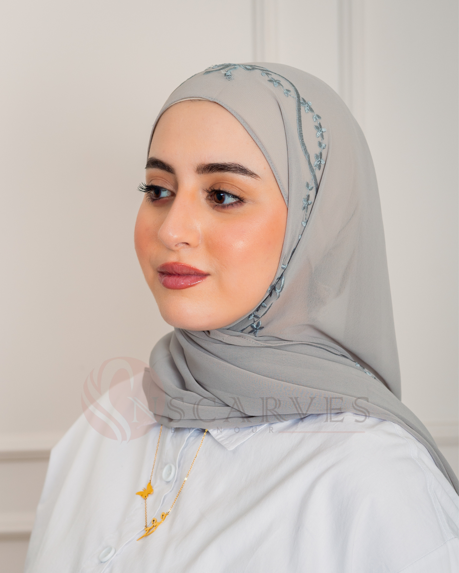 Bridal Elegant Hijab - Cloud Grey