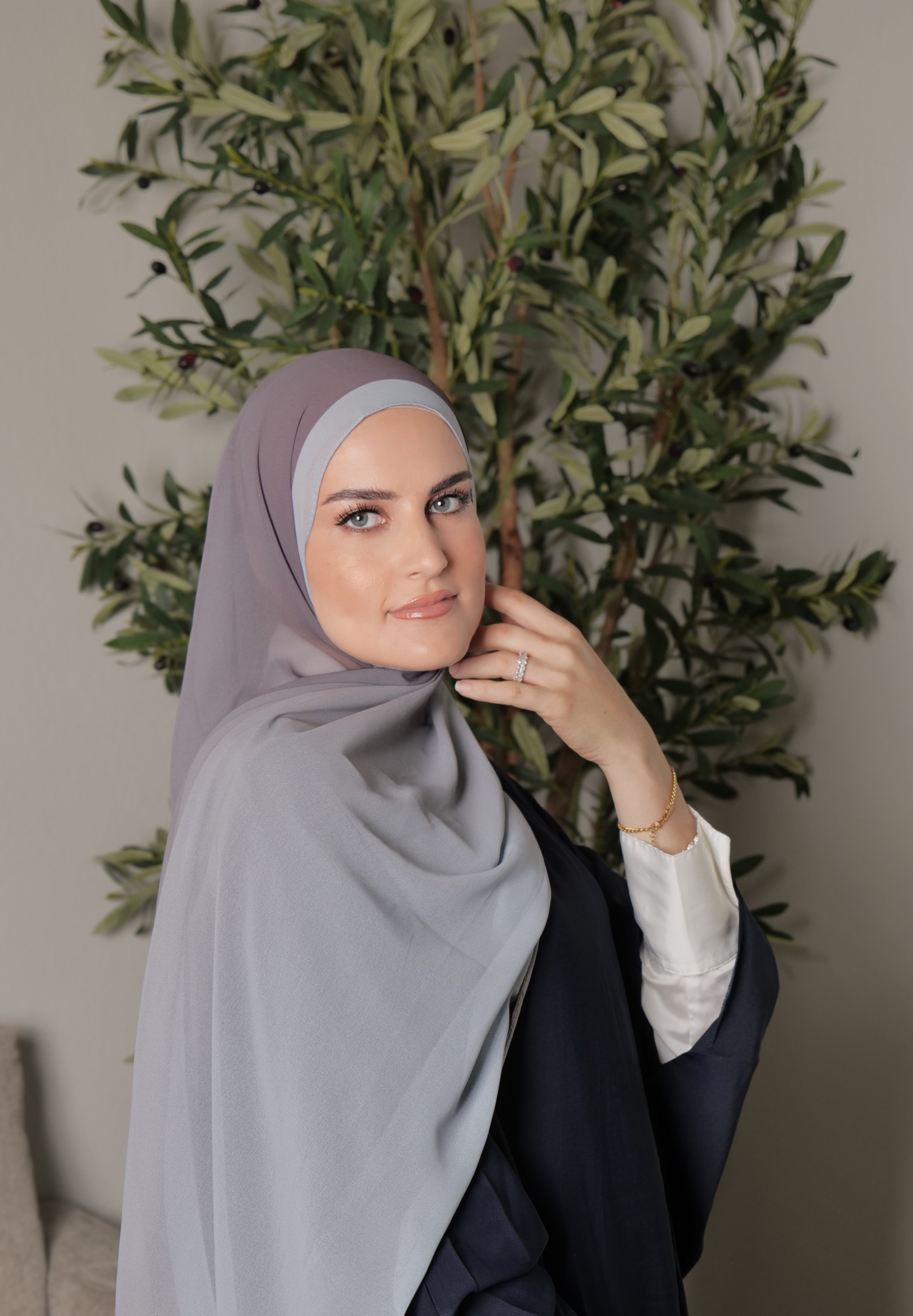 Printed Chiffon Georgette - Ombre lavender Grey