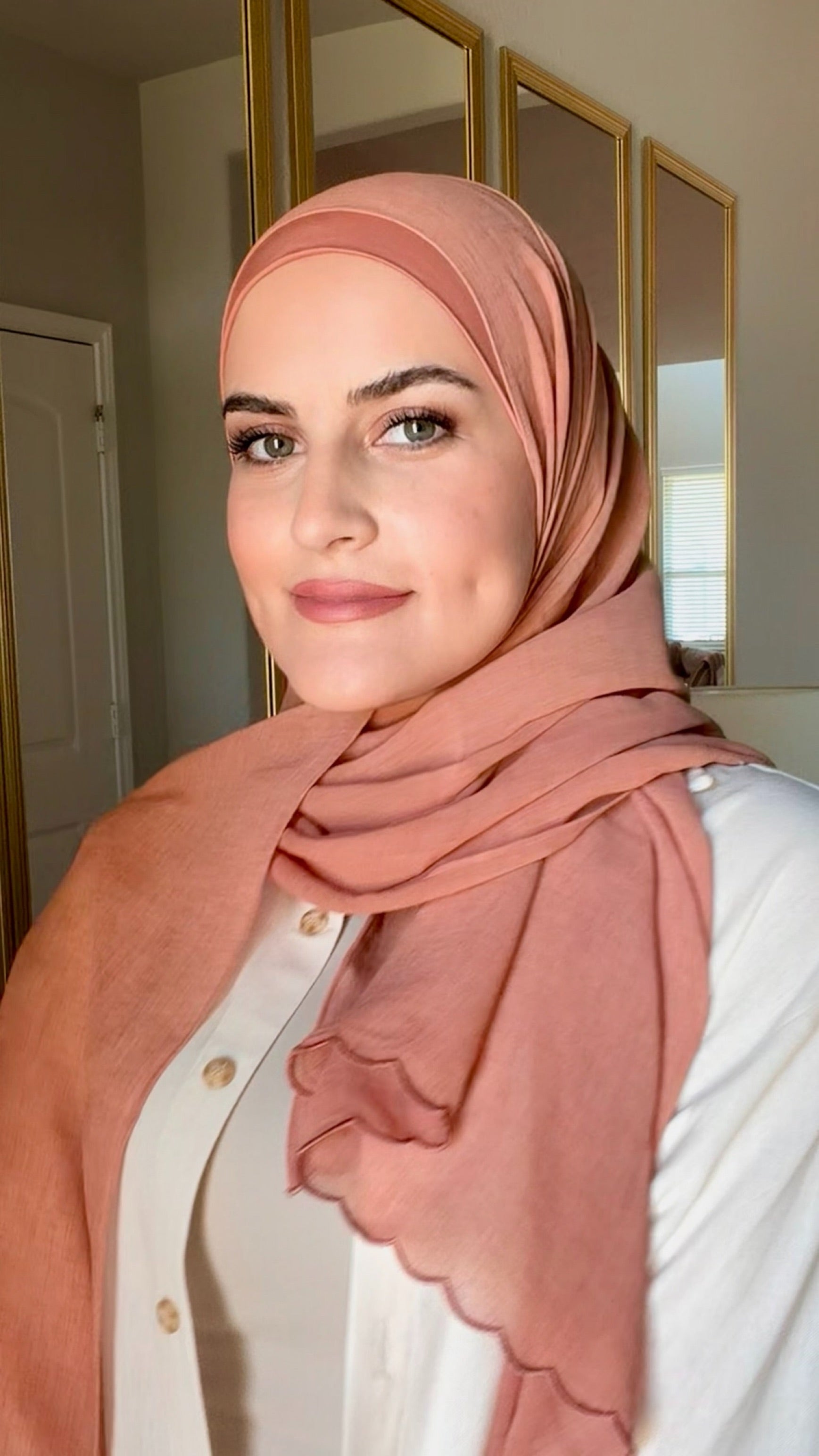 The Fancy Edge Hijab (Matching Set)- Soft Burnt Orange