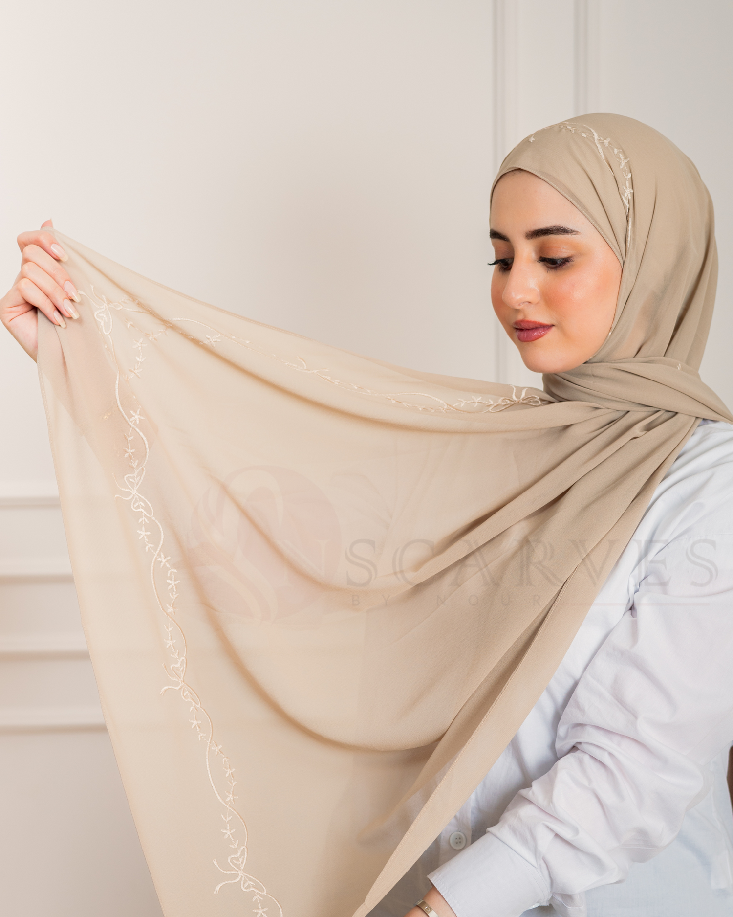 Bridal Elegant Hijab - Camel