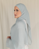 The Fancy Edge Hijab (Matching Set)- Mint Blue