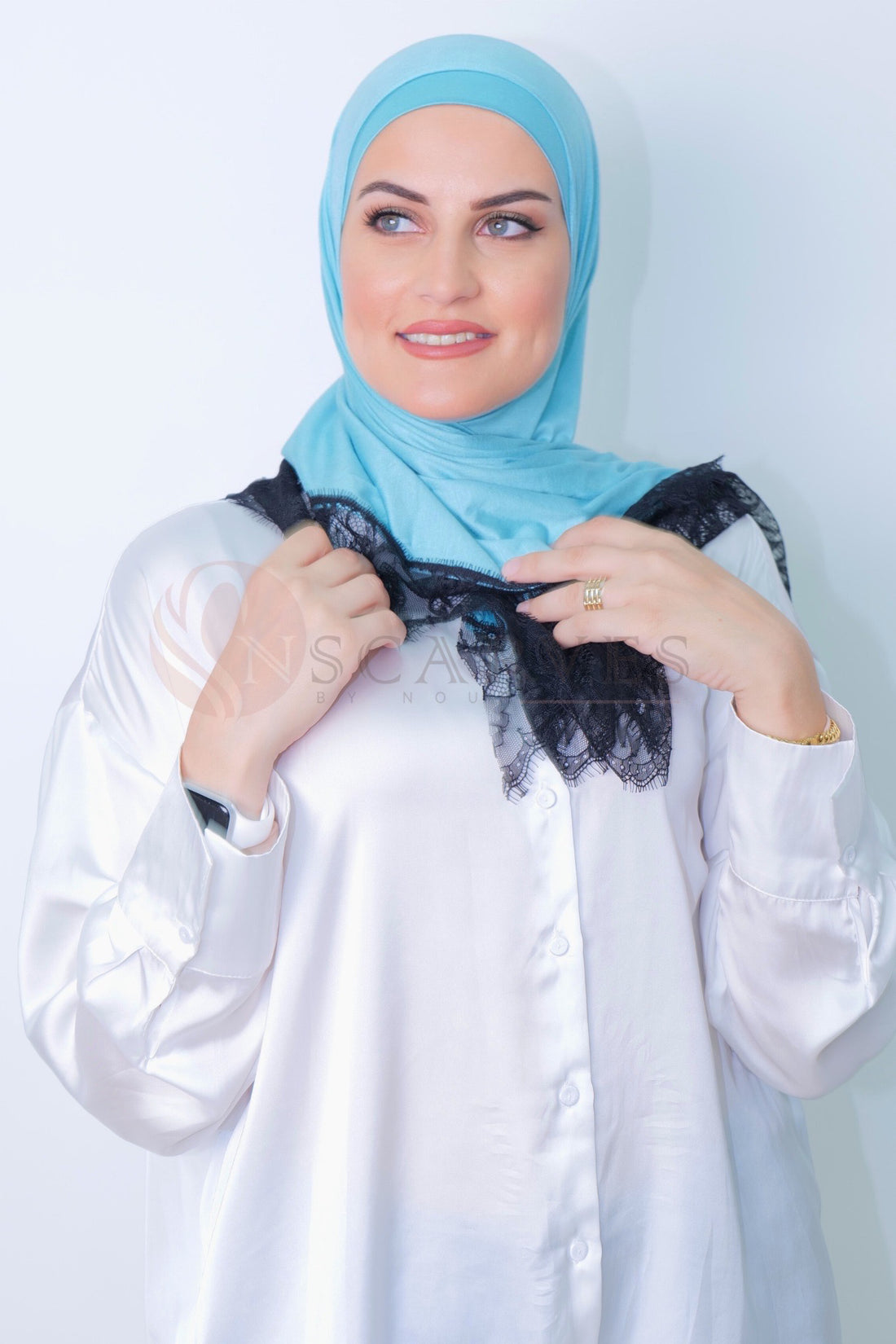 Small Travel Hijab(Matching Set) - Blue Turquoise