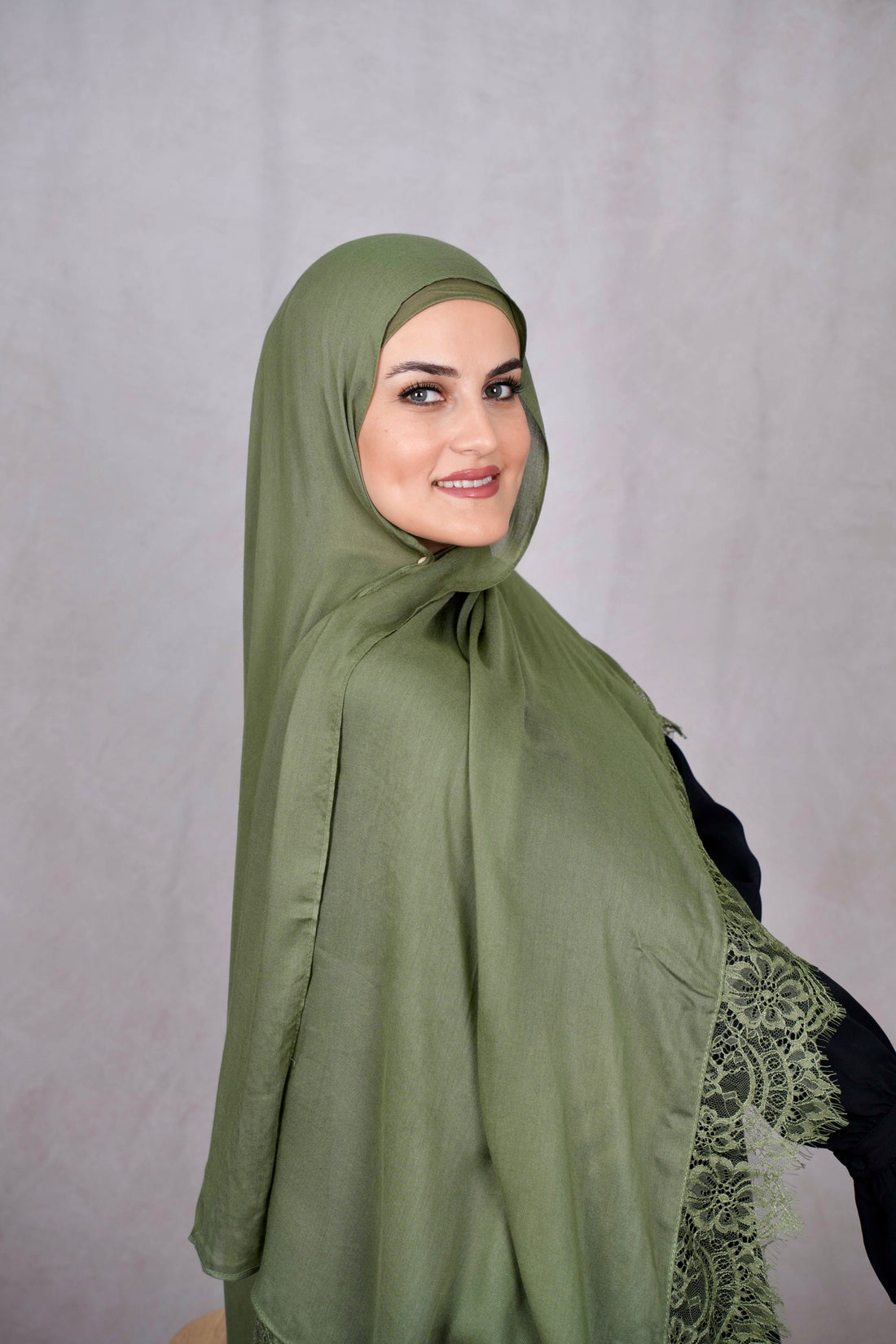 Sage Olive -Modal Lace Hijab Set