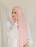 The Fancy Edge Hijab( Matching set) - Flamingo Pink