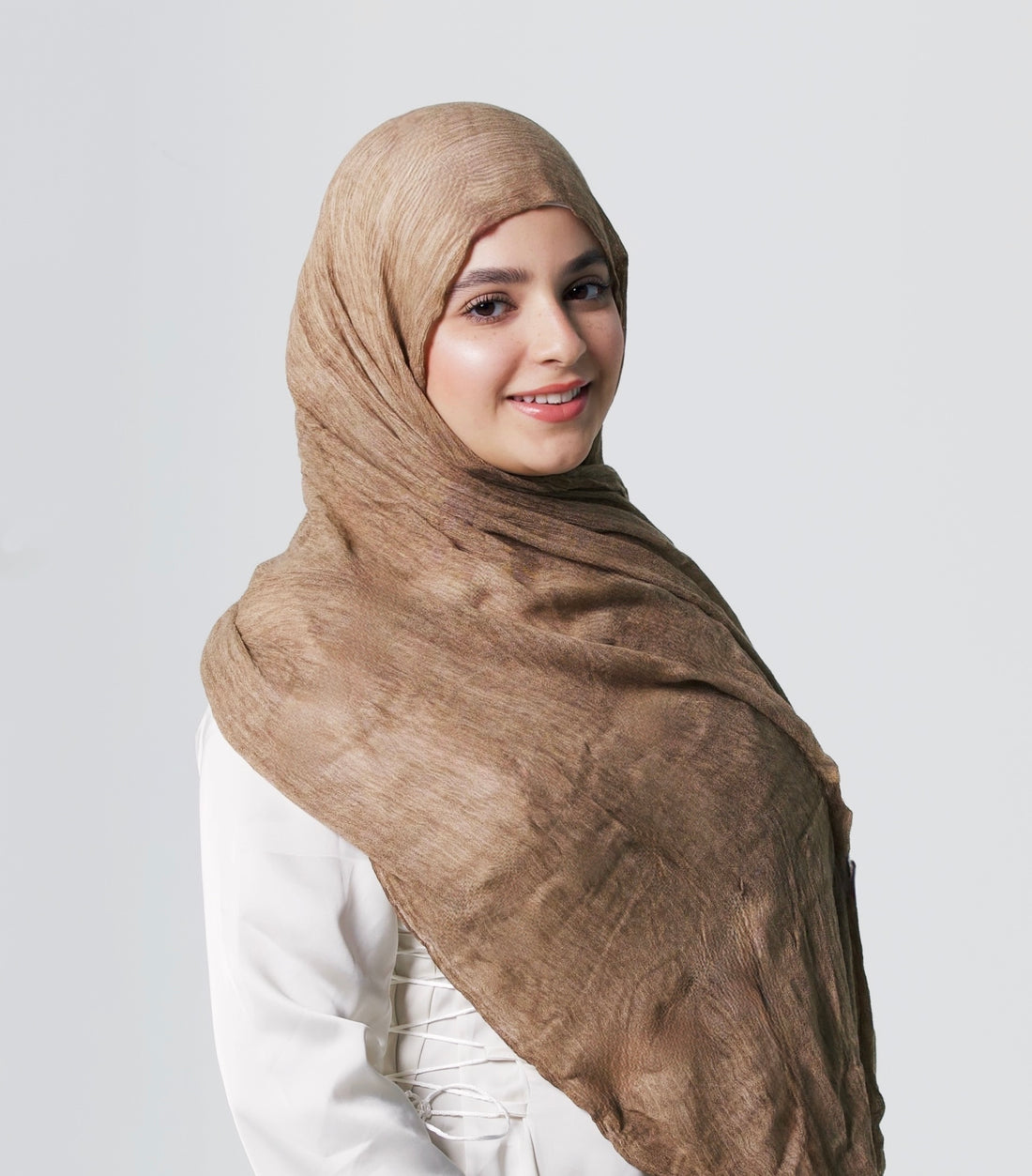 Crinkle Modal Hijab - Dark Beige
