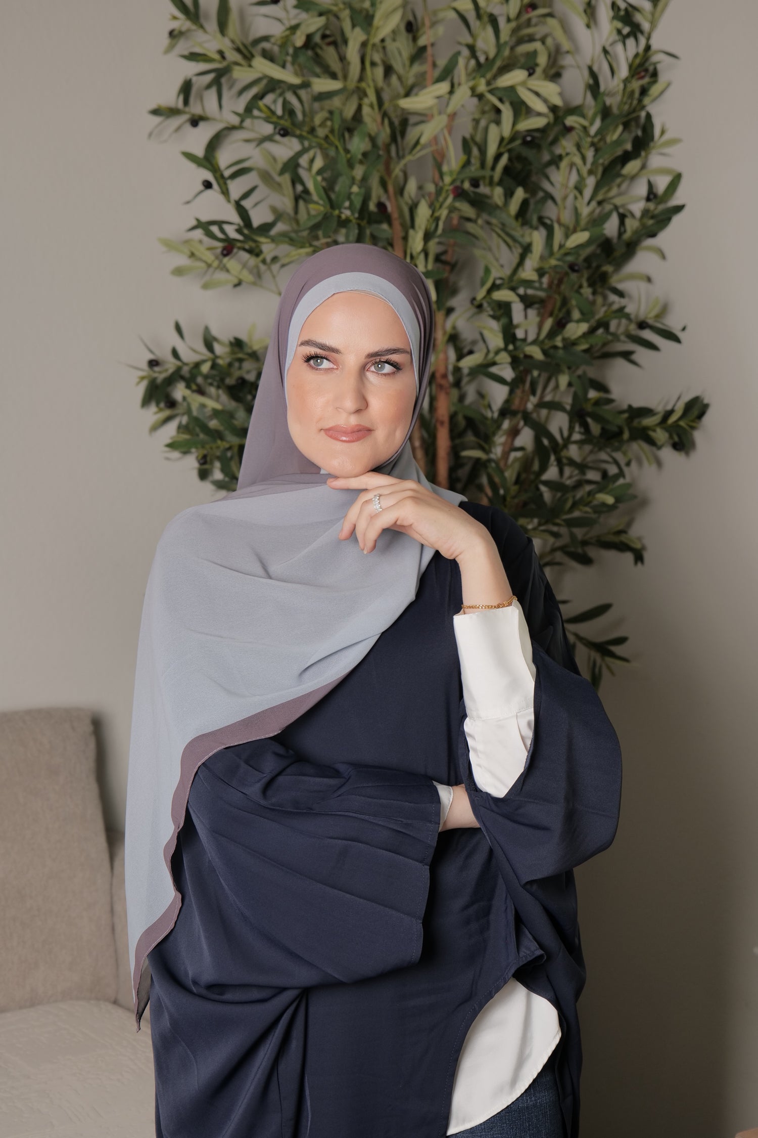 Printed Chiffon Georgette -  Ombre lavender Grey