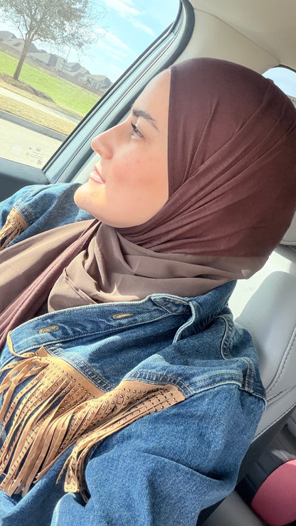 Half &amp; Half Hijab - Espresso Brown