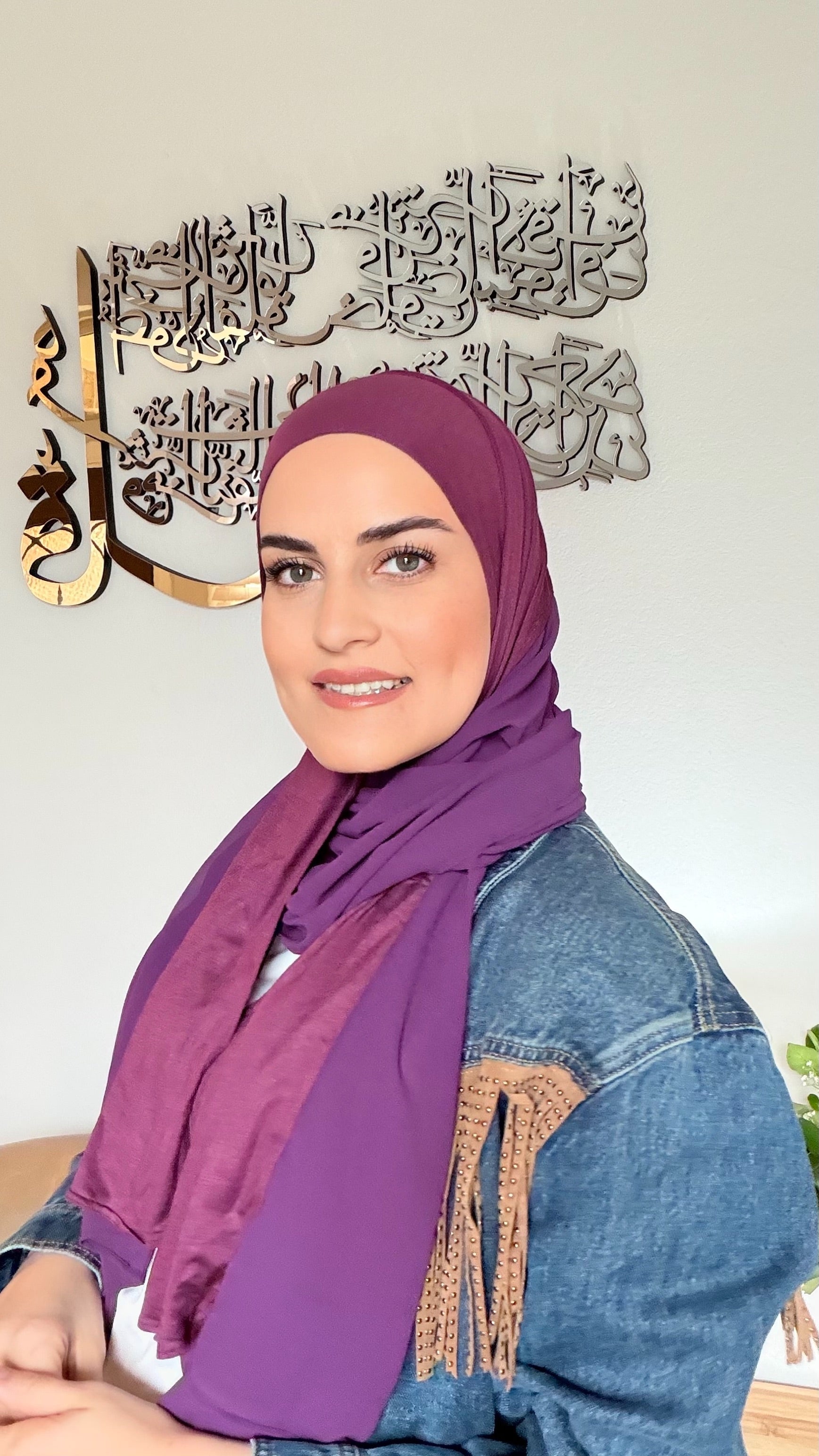 Half &amp; Half Hijab - Aubergine