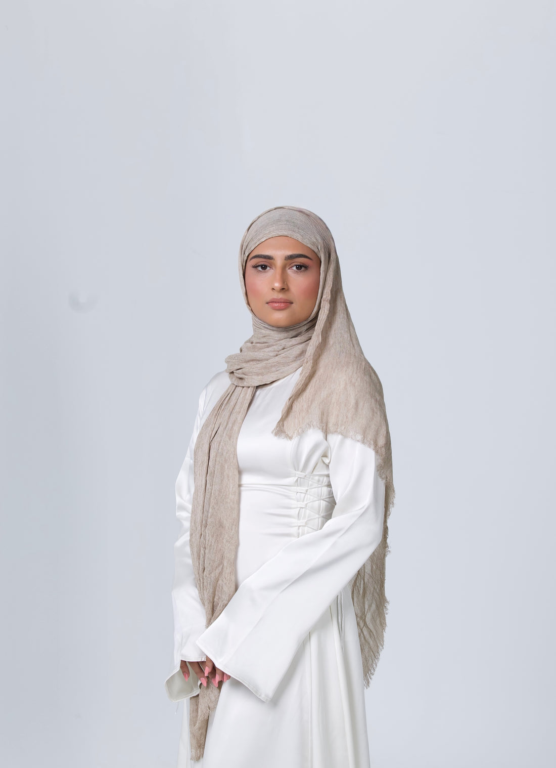 Crinkle Modal Hijab - Light Beige