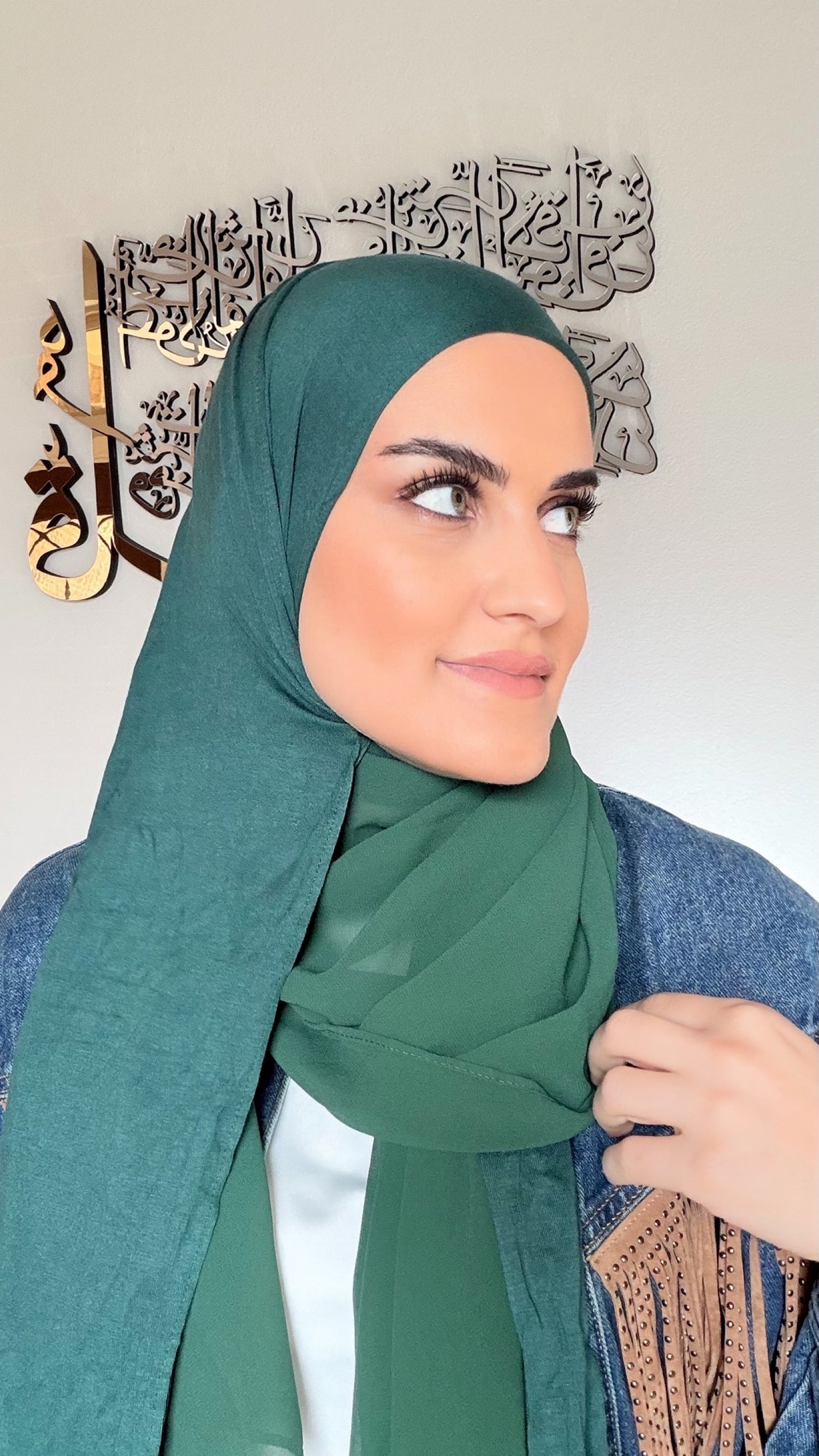 Half &amp; Half Hijab - Emerald Green