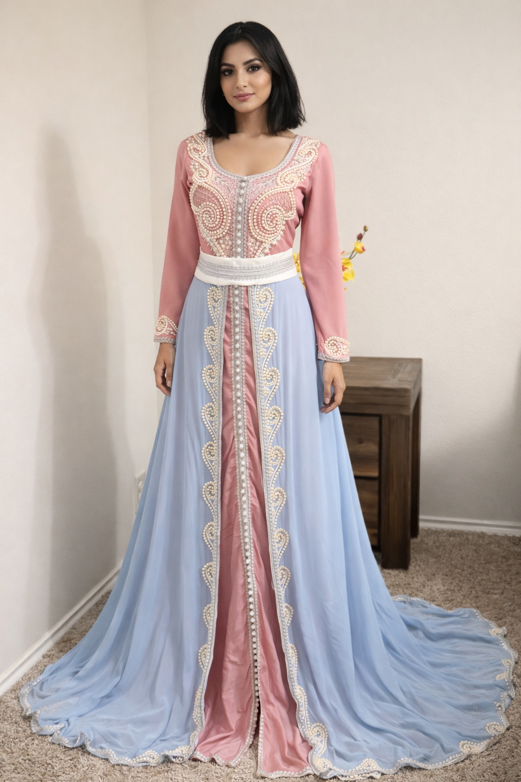 Blush Pearl Kaftan Gown