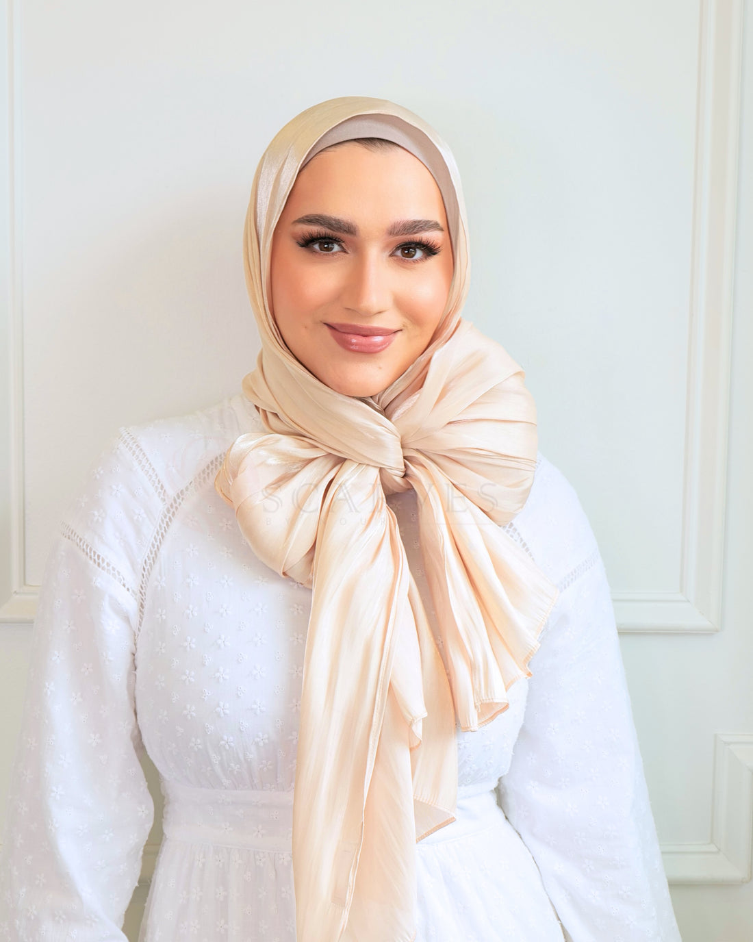 Organza Silk Hijab - Champagne