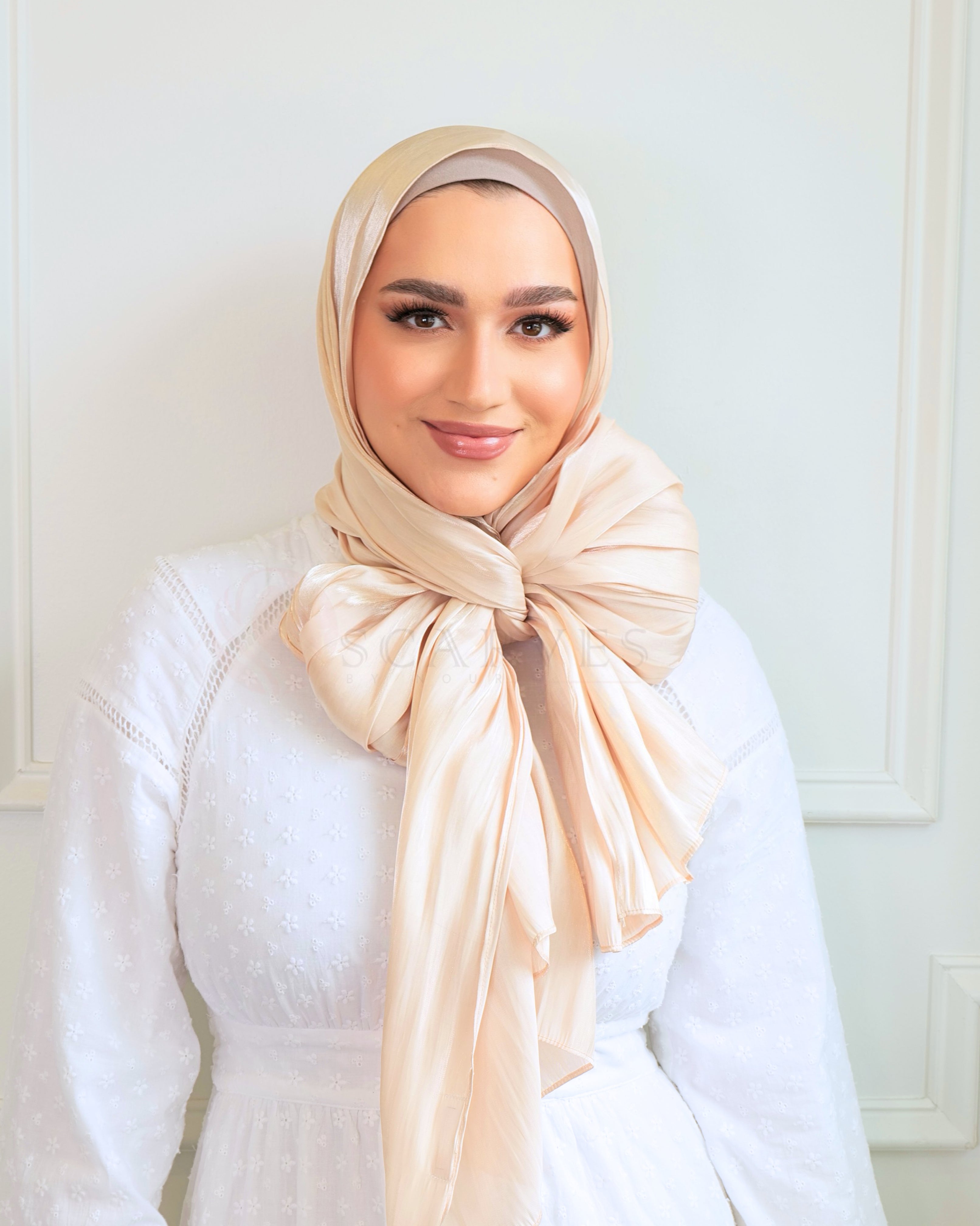 Organza Silk Hijab - Champagne