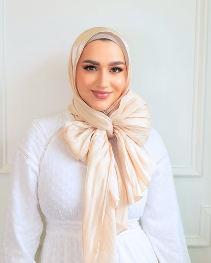 Organza Silk Hijab - Champagne