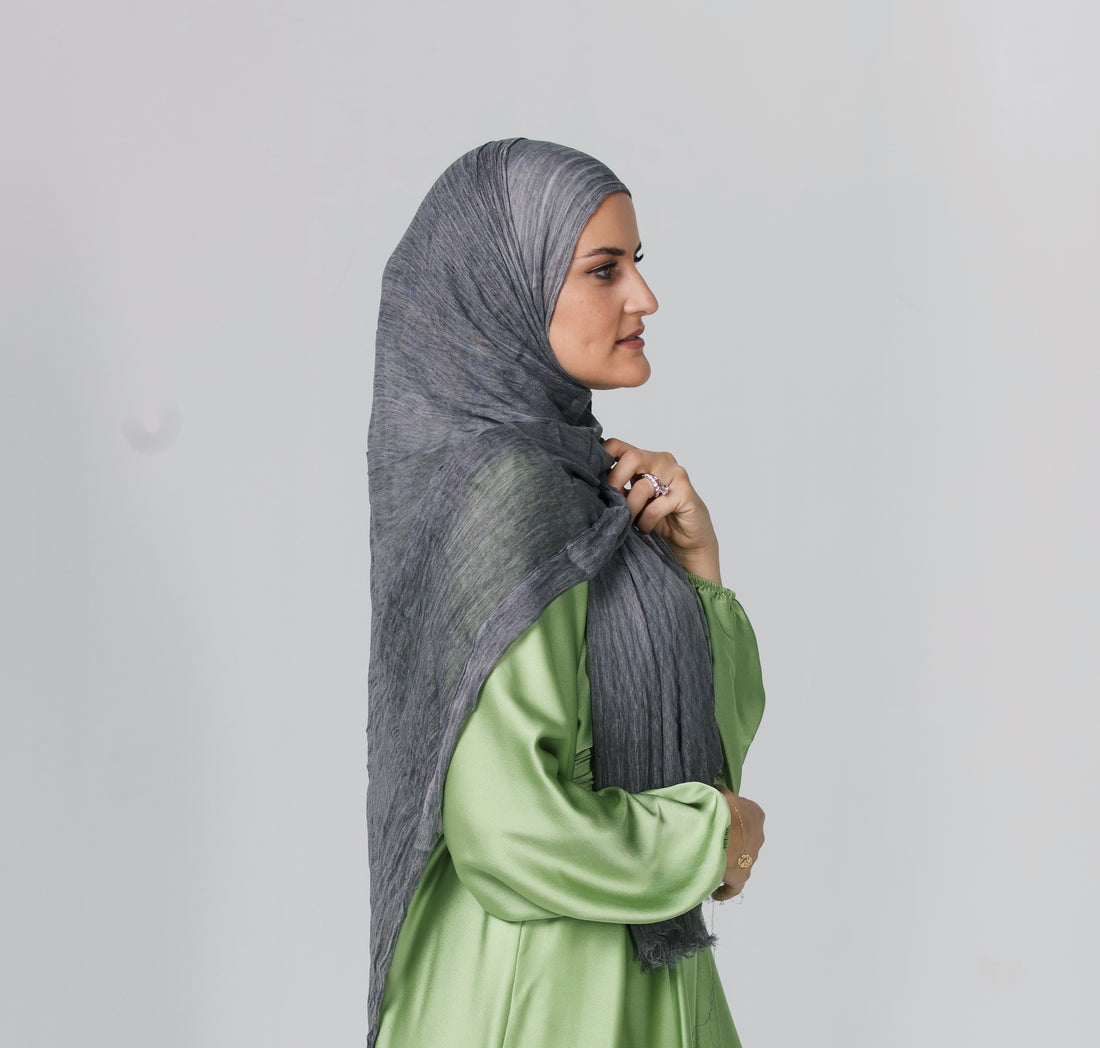 Crinkle Modal Hijab - Dark Grey