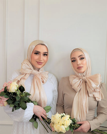 Organza Silk Hijab - Champagne