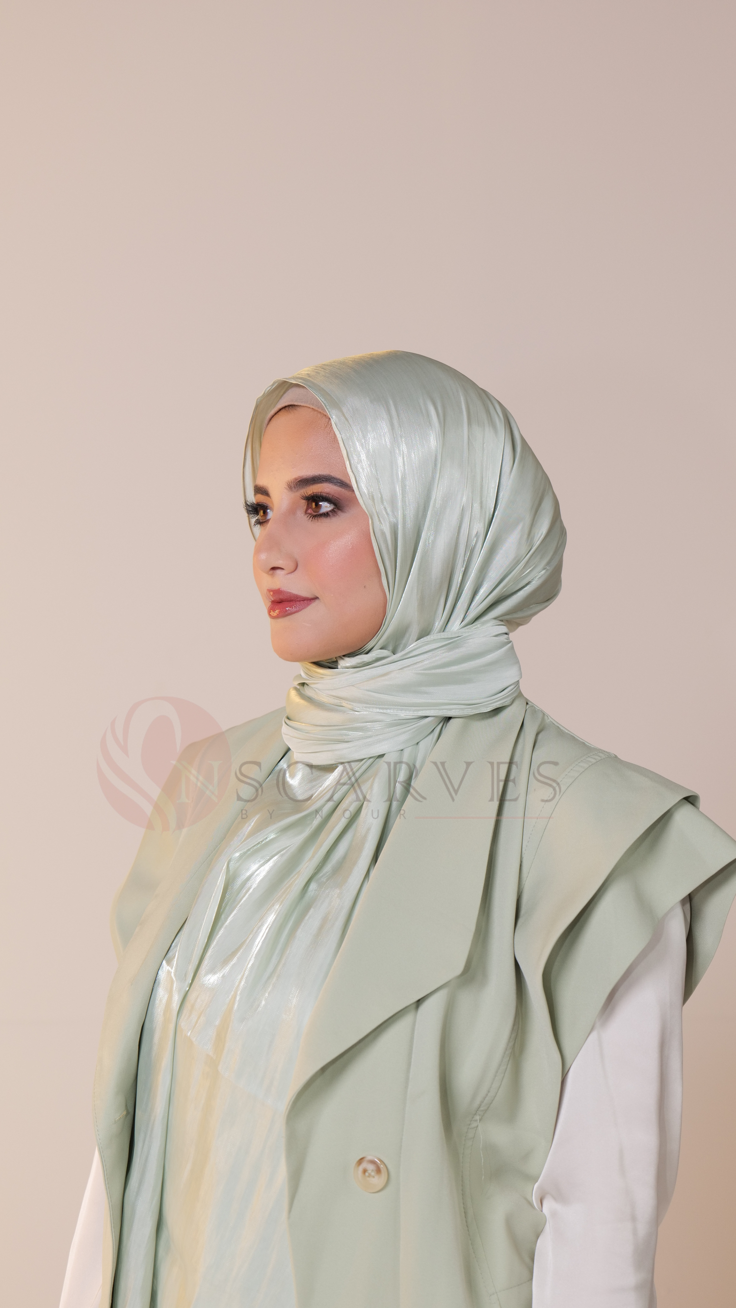 Organza Silk Hijab - Pastel Sage Nscarves Organza Silk Hijab - Pastel Sage Nscarves