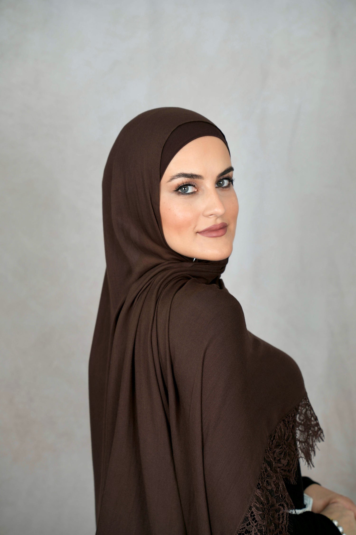 Espresso Brown - Modal Lace Hijab Set