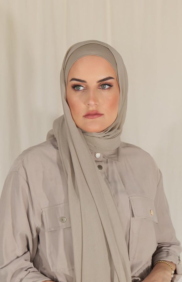 The Fancy Edge Hijab (Matching Set)- Truffle