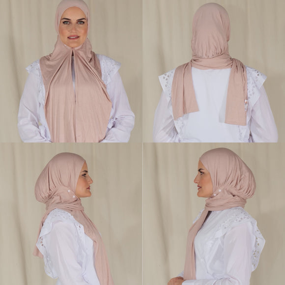 Snap Tie Hijab - Pinkish Nude