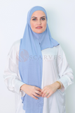 Plain Small Travel Hijab( Matching Set) - Denim Blue