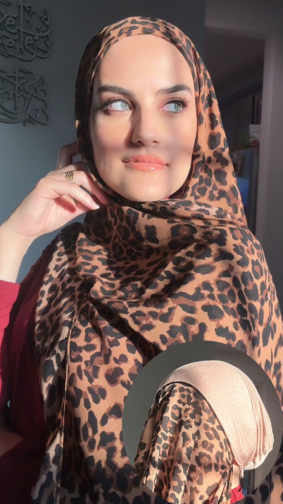 Regular Instant Hijab - Brown Leopard