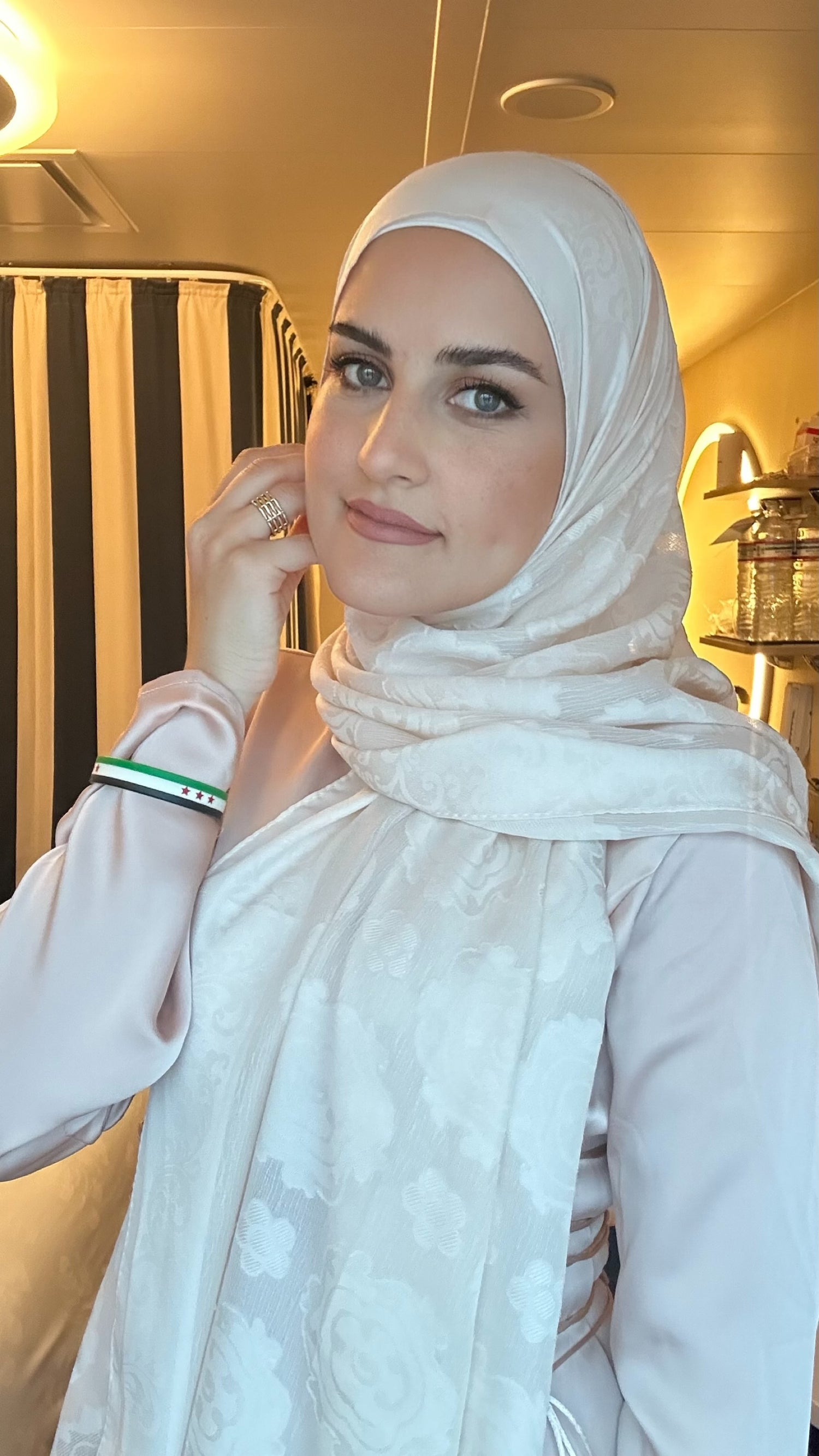 Bridal Jacquard Hijab - Pale Pink