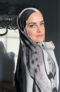 Regular Instant Hijab - Grey Marble Print