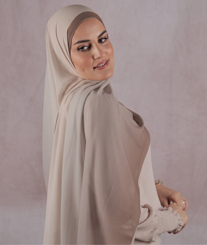 Printed Chiffon Georgette -  Ombre Latte Beige