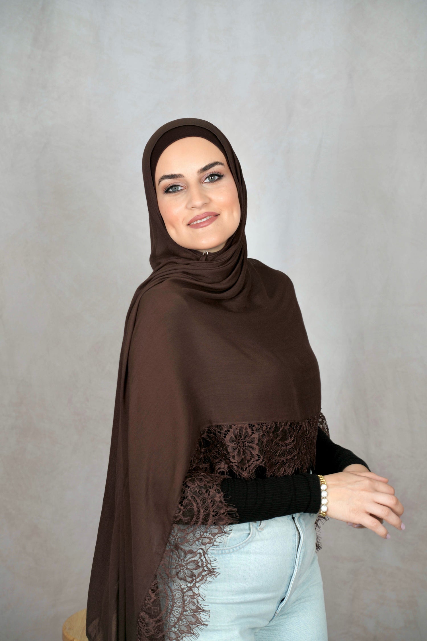 Espresso Brown - Modal Lace Hijab Set