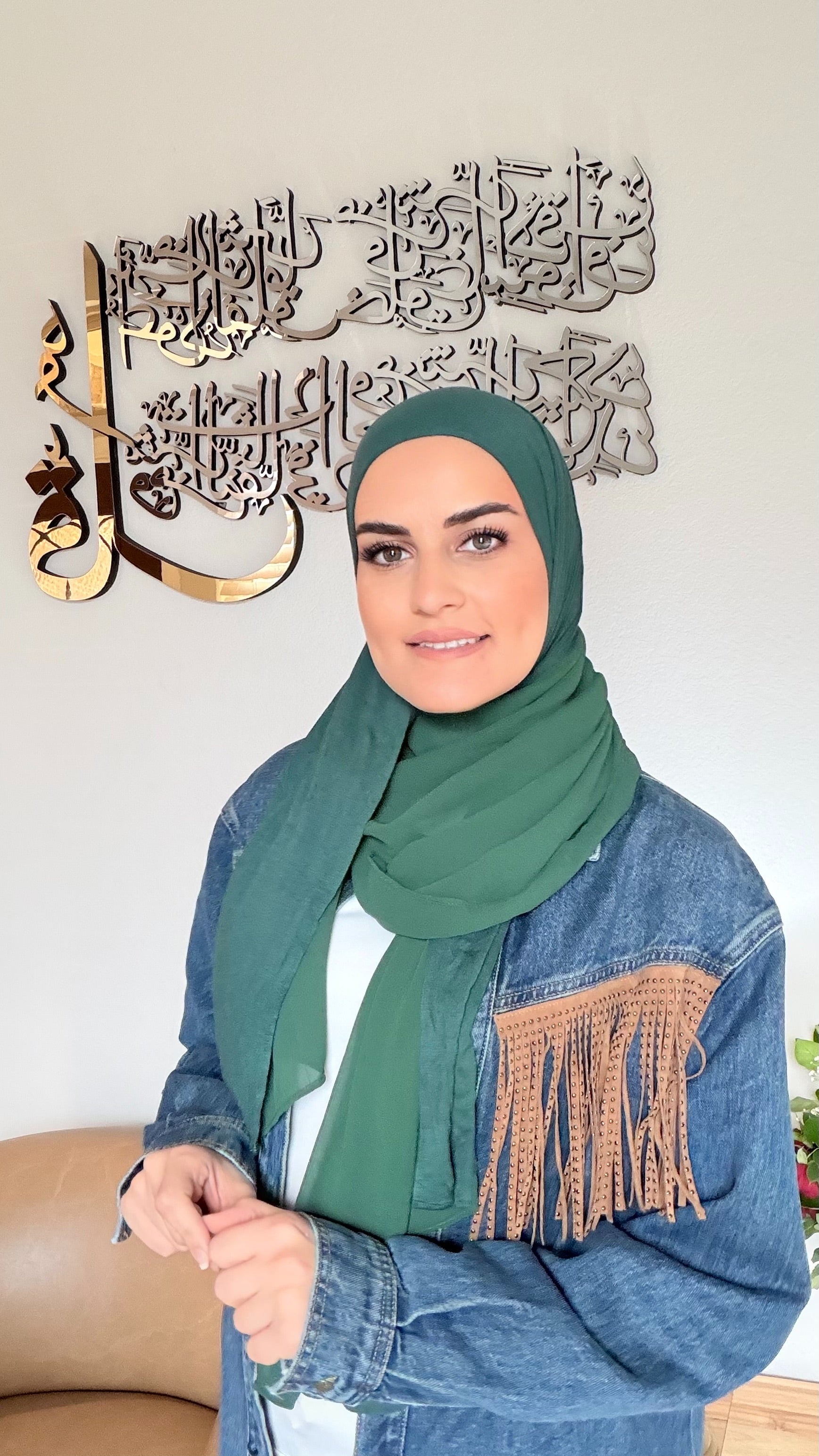 Half &amp; Half Hijab - Emerald Green