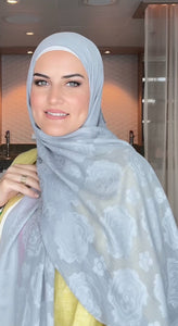Bridal Jacquard Hijab - Sky Grey