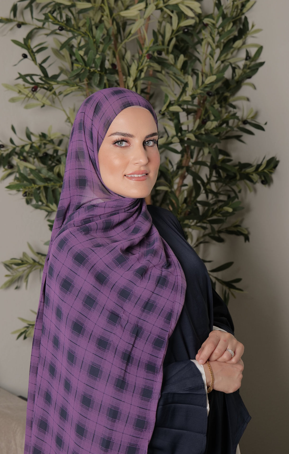 Printed Chiffon - Oxford Plum Plaid