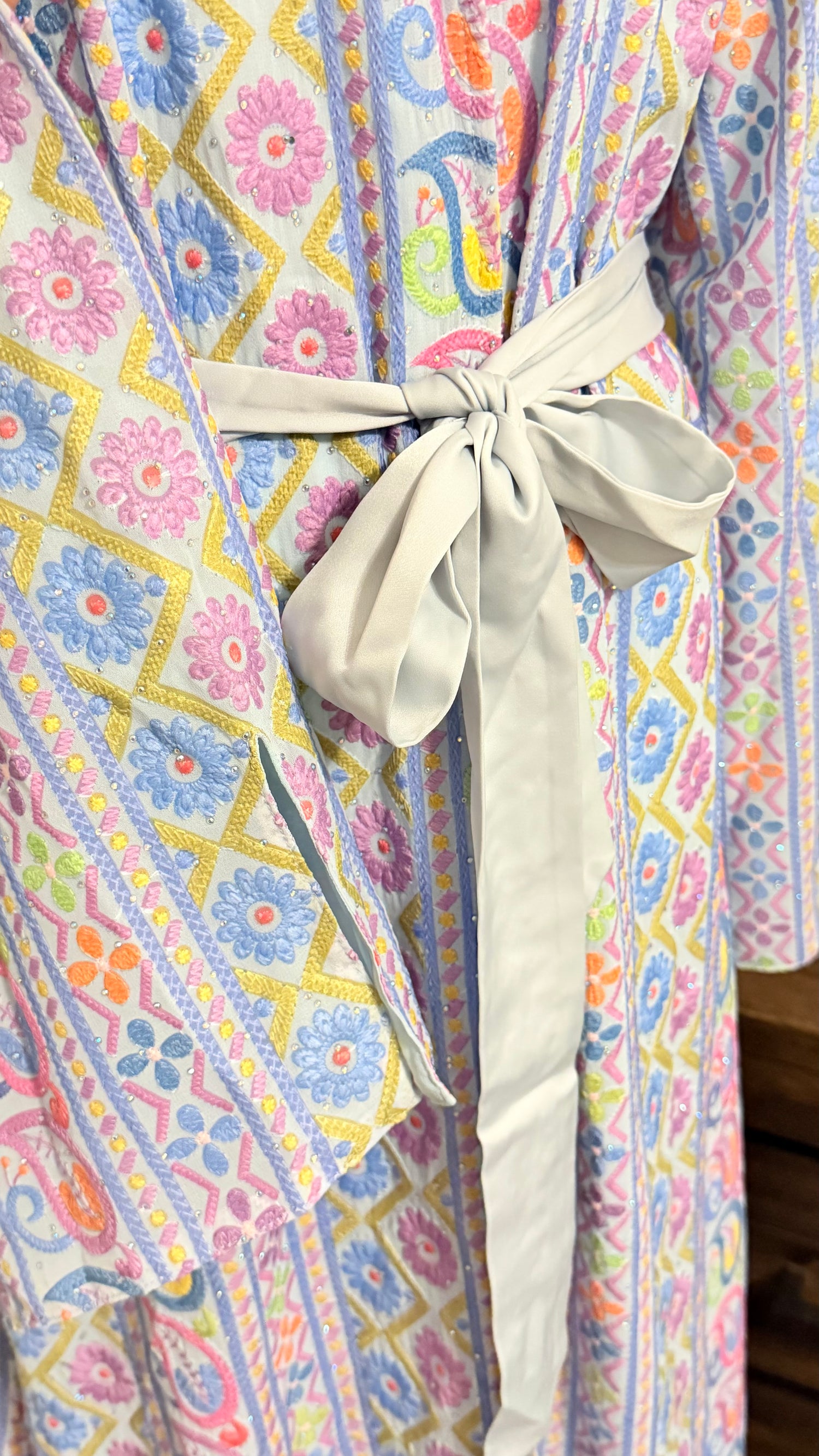 Colorful embroidery Abaya - Blue