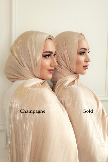 Organza Silk Hijab - Champagne