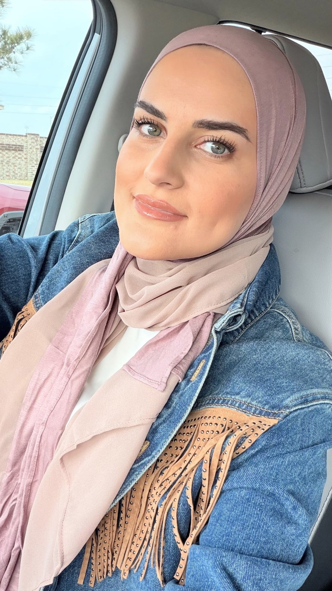 Half &amp; Half Hijab - Plumish Brown