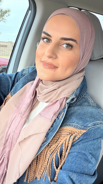 Half &amp; Half Hijab - Plumish Brown